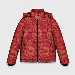 Куртка зимняя для мальчика Dragon red pattern, цвет: 3D-черный
