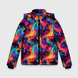 Куртка зимняя для мальчика Разноцветные разные волны разводы, цвет: 3D-светло-серый