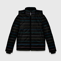 Зимняя куртка для мальчика Разноцветные полосы на чёрном