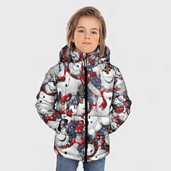 Куртка зимняя для мальчика Зимний паттерн со снеговиками, цвет: 3D-красный — фото 2