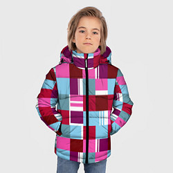 Куртка зимняя для мальчика Ретро квадраты вишнёвые, цвет: 3D-красный — фото 2