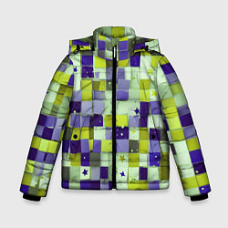 Зимняя куртка для мальчика Ретро квадраты болотные