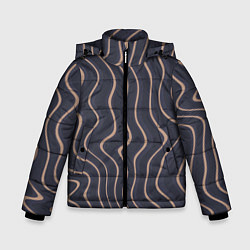 Куртка зимняя для мальчика Абстракция полосы серо-бежевый, цвет: 3D-светло-серый