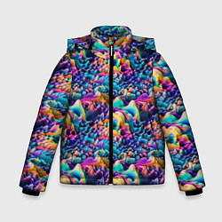 Куртка зимняя для мальчика Разноцветные причудливые волны, цвет: 3D-красный
