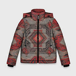 Куртка зимняя для мальчика Ковер в красных тонах, цвет: 3D-светло-серый