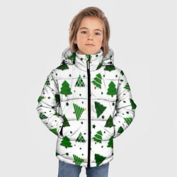 Куртка зимняя для мальчика Узор с зелеными елочками, цвет: 3D-черный — фото 2