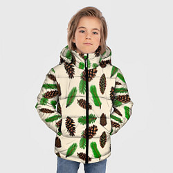 Куртка зимняя для мальчика Зимний узор - еловые ветки и шишки, цвет: 3D-красный — фото 2