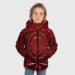 Куртка зимняя для мальчика Скандинавский орнамент викингов, цвет: 3D-красный — фото 2