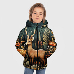 Куртка зимняя для мальчика Лесной олень в стиле фолк-арт, цвет: 3D-светло-серый — фото 2