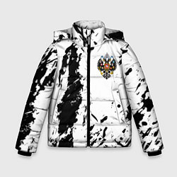 Куртка зимняя для мальчика Россия спорт краски герб, цвет: 3D-красный