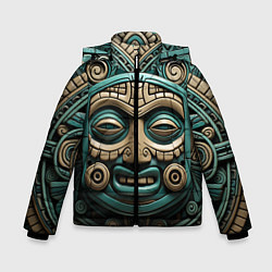 Куртка зимняя для мальчика Орнамент в стиле индейцев майя, цвет: 3D-черный
