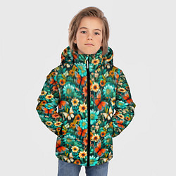 Куртка зимняя для мальчика Бабочки в цветах паттерн, цвет: 3D-красный — фото 2