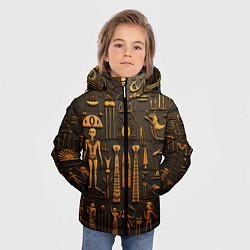 Куртка зимняя для мальчика Арт в стиле египетских письмен, цвет: 3D-черный — фото 2