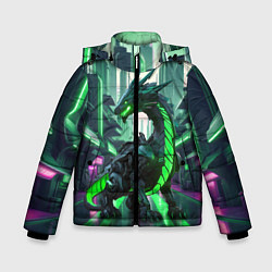 Зимняя куртка для мальчика Неоновый зеленый дракон
