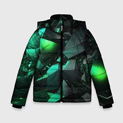 Куртка зимняя для мальчика Зеленые абстрактные объекты, цвет: 3D-черный