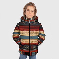 Куртка зимняя для мальчика Этнический принт в полоску, цвет: 3D-светло-серый — фото 2