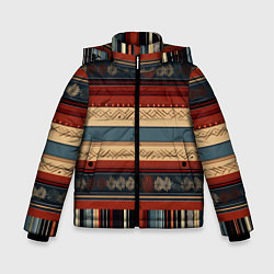 Куртка зимняя для мальчика Этнический принт в полоску, цвет: 3D-красный