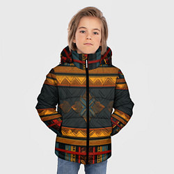 Куртка зимняя для мальчика Этнический рисунок в полоску, цвет: 3D-красный — фото 2
