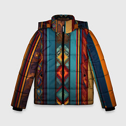 Куртка зимняя для мальчика Этнический орнамент в вертикальную полоску, цвет: 3D-красный