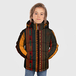 Куртка зимняя для мальчика Этнический узор в вертикальную полоску, цвет: 3D-черный — фото 2