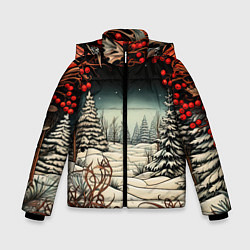 Куртка зимняя для мальчика Новый год природа, цвет: 3D-светло-серый