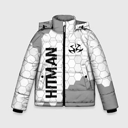 Куртка зимняя для мальчика Hitman glitch на светлом фоне вертикально, цвет: 3D-черный