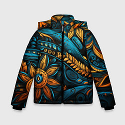 Куртка зимняя для мальчика Узор с растительными элементами, цвет: 3D-черный