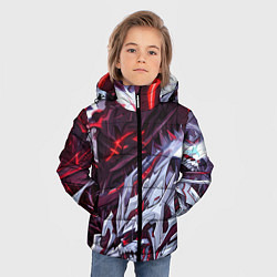 Куртка зимняя для мальчика Красный кибер скелет, цвет: 3D-светло-серый — фото 2