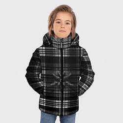 Куртка зимняя для мальчика Черно-белая шотландская клетка, цвет: 3D-красный — фото 2