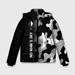 Куртка зимняя для мальчика No Mans Sky glitch на темном фоне по-вертикали, цвет: 3D-черный
