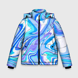 Куртка зимняя для мальчика Абстракция сине-голубая пластика, цвет: 3D-светло-серый