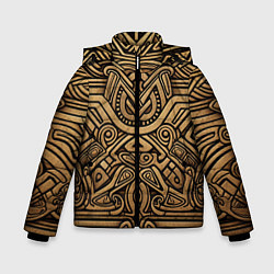 Куртка зимняя для мальчика Орнамент в стиле викингов, цвет: 3D-черный