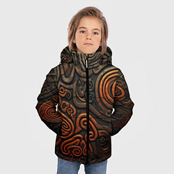 Куртка зимняя для мальчика Асимметричный паттерн в викингском стиле, цвет: 3D-светло-серый — фото 2