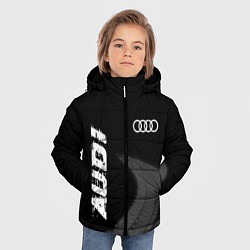 Куртка зимняя для мальчика Audi speed на темном фоне со следами шин вертикаль, цвет: 3D-черный — фото 2