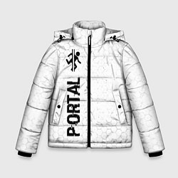 Куртка зимняя для мальчика Portal glitch на светлом фоне по-вертикали, цвет: 3D-черный