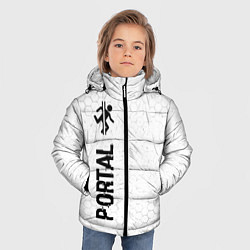Куртка зимняя для мальчика Portal glitch на светлом фоне по-вертикали, цвет: 3D-черный — фото 2