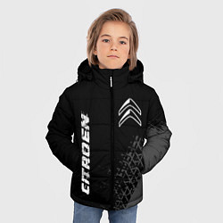 Куртка зимняя для мальчика Citroen speed на темном фоне со следами шин вертик, цвет: 3D-черный — фото 2
