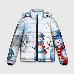 Зимняя куртка для мальчика Новогодний день со снеговиком