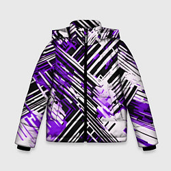 Куртка зимняя для мальчика Киберпанк линии белые и фиолетовые, цвет: 3D-светло-серый