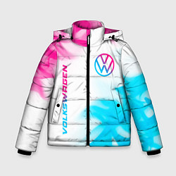 Куртка зимняя для мальчика Volkswagen neon gradient style вертикально, цвет: 3D-черный