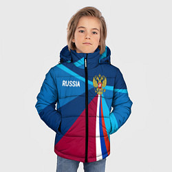 Куртка зимняя для мальчика Герб и триколор России с геометрией, цвет: 3D-светло-серый — фото 2