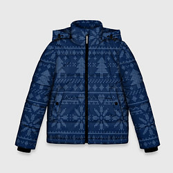 Куртка зимняя для мальчика Зимние узоры в скандинавском стиле, цвет: 3D-красный