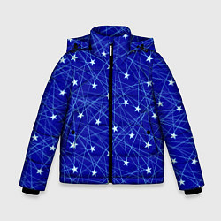 Куртка зимняя для мальчика Звездопад на синем, цвет: 3D-черный