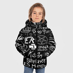 Куртка зимняя для мальчика Логотипы рок групп металические, цвет: 3D-черный — фото 2