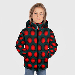Куртка зимняя для мальчика Перфорация на красном трипофобия, цвет: 3D-черный — фото 2