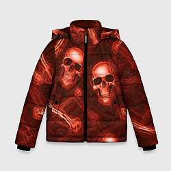 Куртка зимняя для мальчика Красные черепа и кости, цвет: 3D-светло-серый