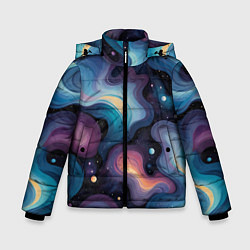 Куртка зимняя для мальчика Космические волны и звездная пыль, цвет: 3D-светло-серый