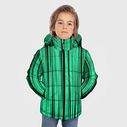 Куртка зимняя для мальчика Абстракция полосы зелёные, цвет: 3D-черный — фото 2
