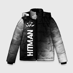 Куртка зимняя для мальчика Hitman glitch на темном фоне по-вертикали, цвет: 3D-черный