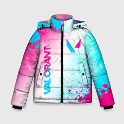 Куртка зимняя для мальчика Valorant neon gradient style вертикально, цвет: 3D-черный